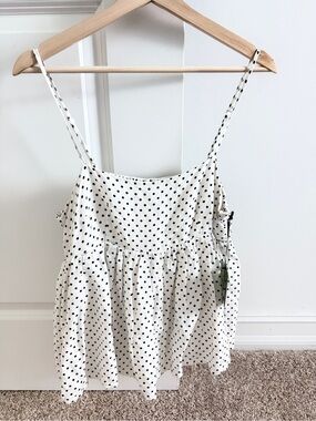 KATE SPADE TARGET LADIE'S LINEN BLENT POLKA DOT TANK TOP SHIRT size M